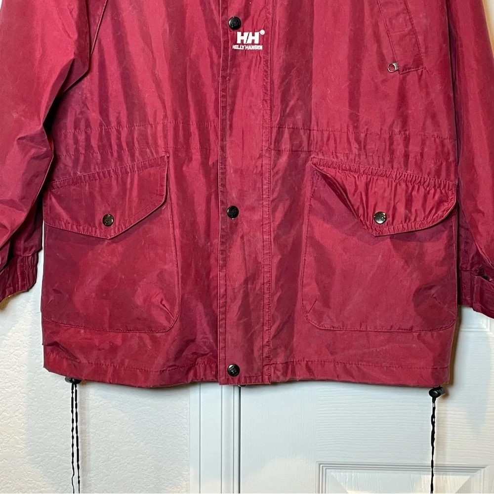 Vintage Helly Hansen Twin Sails Burgundy Gore-Tex Windbreaker Hooded Jacket Sz M